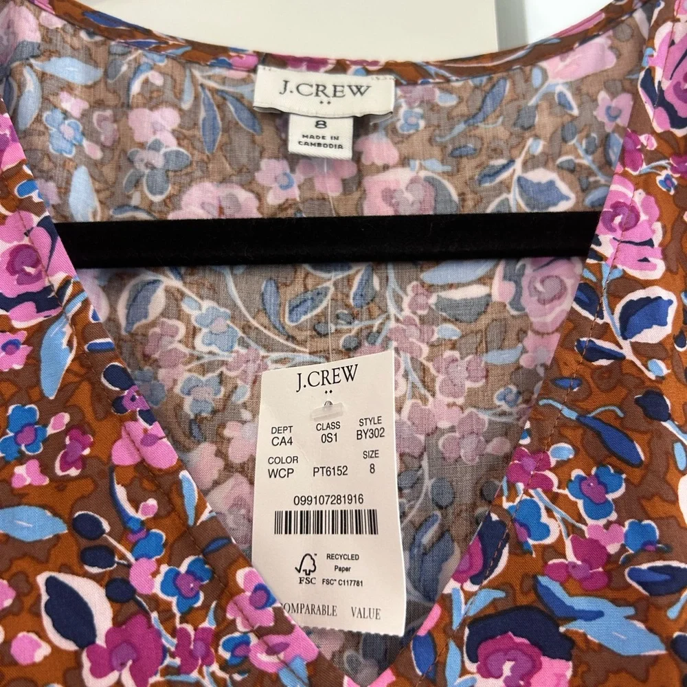 J.Crew Flutter-sleeve tiered midi dress size 8 #BY302 Cottagecore NWT - Picture 4 of 12